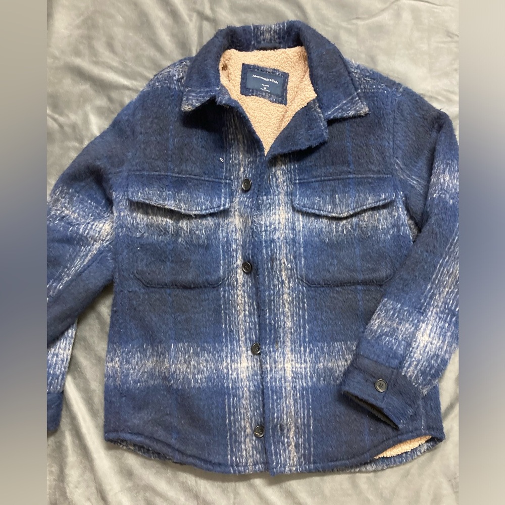 Abercrombie & Fitch Blue Plaid Shirt Jacket
